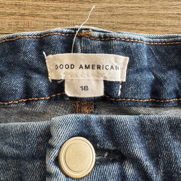 Good American Good Legs Skinny Jeans Women 18 Blue Button Fly Raw Hem Stretch - Picture 3 of 8